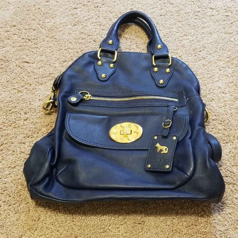 Emma fox genuine leather bag. Dark Blue
